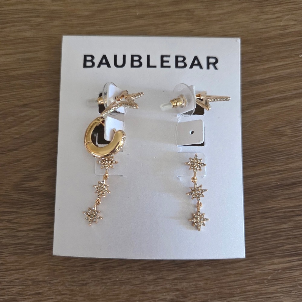 BaubleBar Galaxy Earring Set Clear‎ Crystal Stud Post NEW